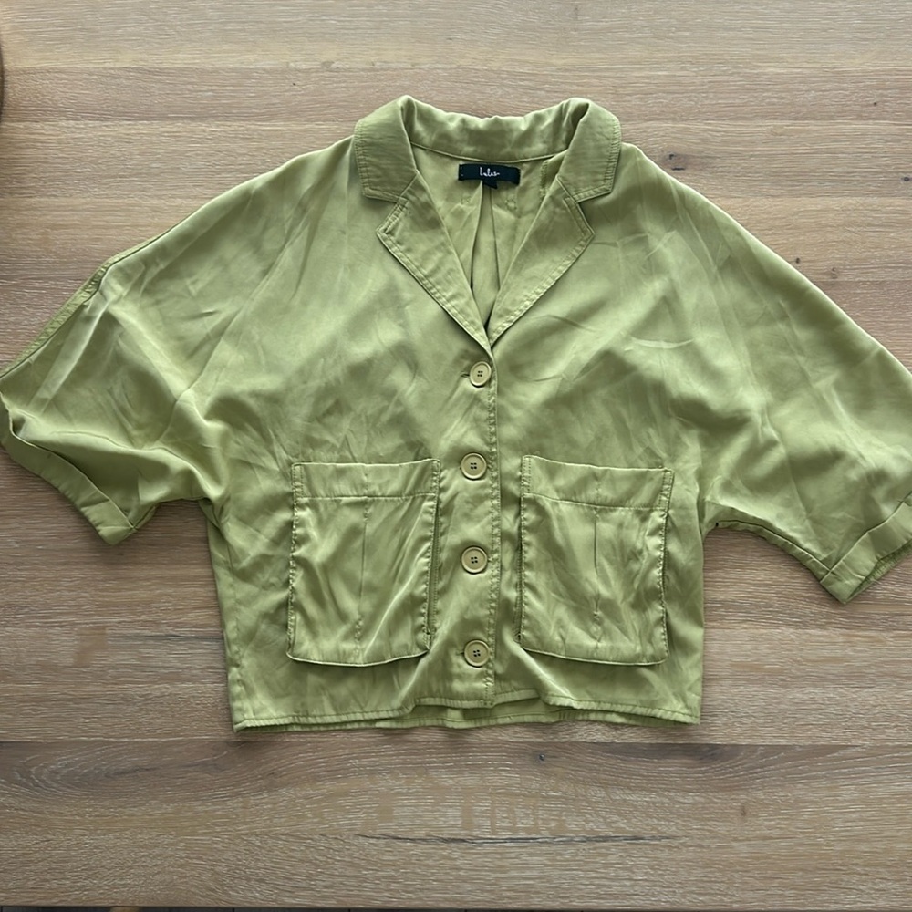 Lulus Style Safari Light Green Oversized Button-Up Top